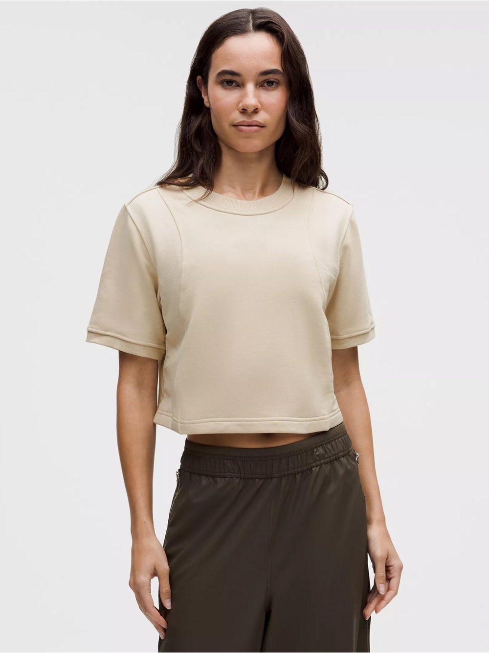 Lululemon French Terry + Swift T-Shirt Cropped Beige 4